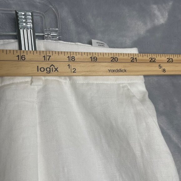 Talbots 100% Linen Bristol Crop Pant White Woemns Plus Size 22W Petite High Rise - Picture 7 of 10